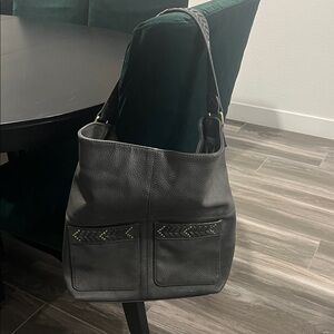 Steve Madden Gray Leather Hobo Tote Bag